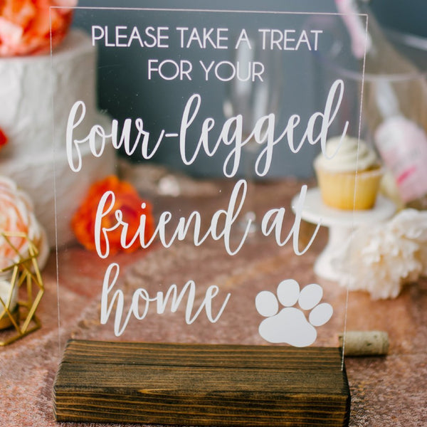 Dog Treat Wedding Favors Acrylic Sign Rich Design Co