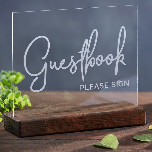 Modern Script Acrylic Wedding Guestbook Sign - Rich Design Co