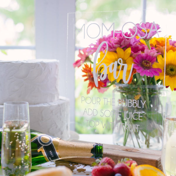 MOM-osa Bar:a fun mimosa bar for a baby shower or Mother's Day