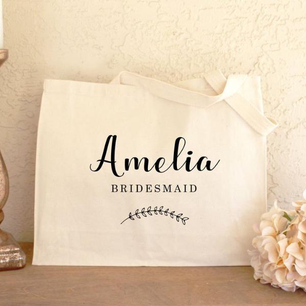 Personalized Bridesmaid Canvas Tote Bag
