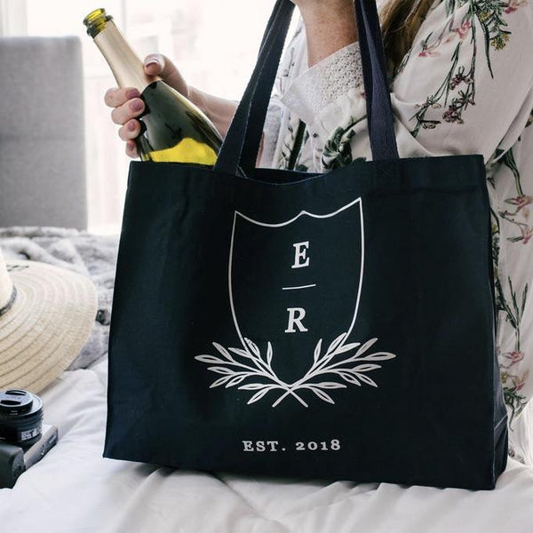 Personalized Canvas Wedding Tote with Initials and Date – Rich Design Co