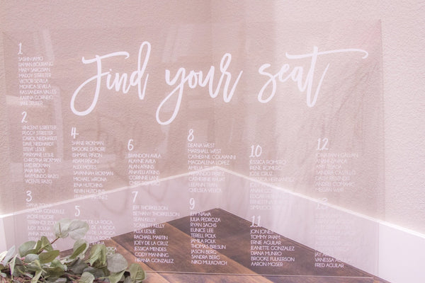 Please Find Your Seat Acrylic Sign – Rich Design Co