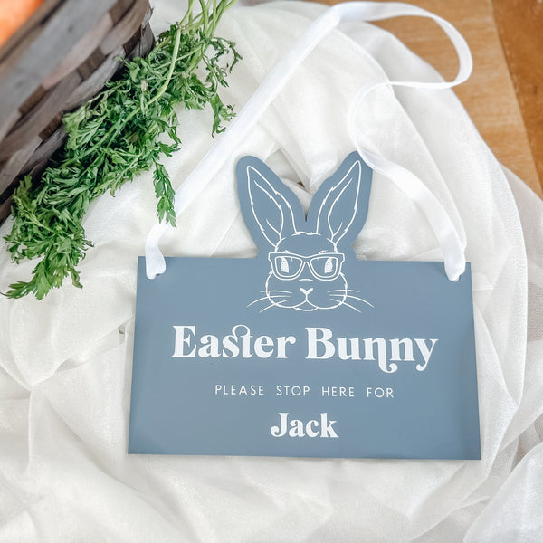 Acrylic Easter Bunny Stop Here Sign - Rich Design Co