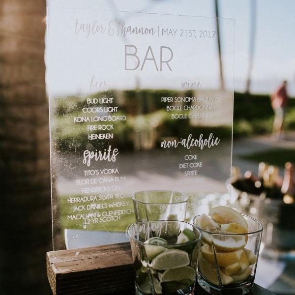 Acrylic Wedding Bar Menu Sign - Rich Design Co
