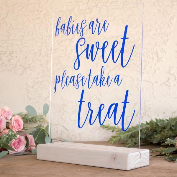 Babies are Sweet, Take a Treat Acrylic Baby Shower Sign - Rich Design Co