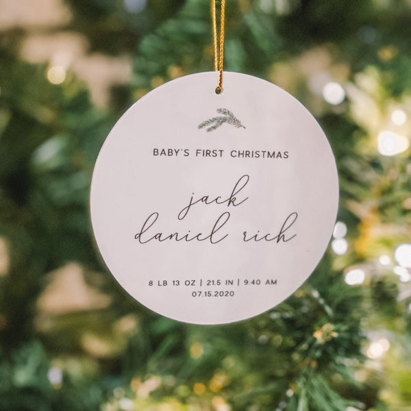 Baby's First Christmas Personalized Ornament with Birth Stats - Rich Design Co