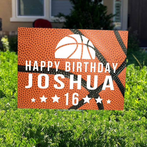 Basketball Personalized Birthday Yard Sign - Rich Design Co