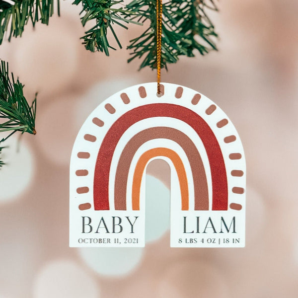 Boho Rainbow Personalized Baby Boy Ornament - Rich Design Co
