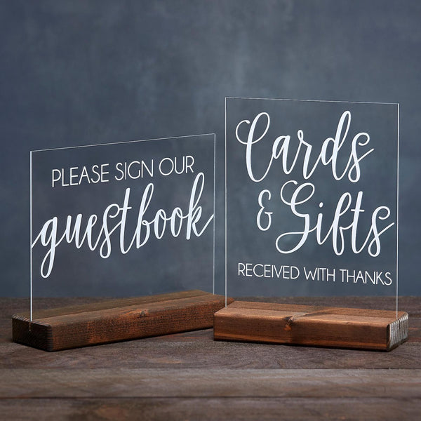 Cards and Gifts Acrylic Sign & Wedding Guestbook Acrylic Sign, Set of 2 - Rich Design Co