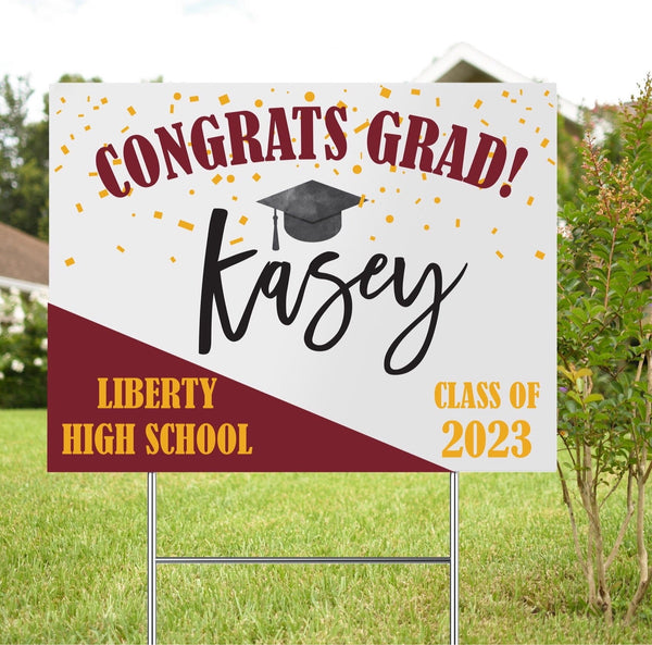Congrats Grad Personalized Senior Graduation Yard Sign - Rich Design Co