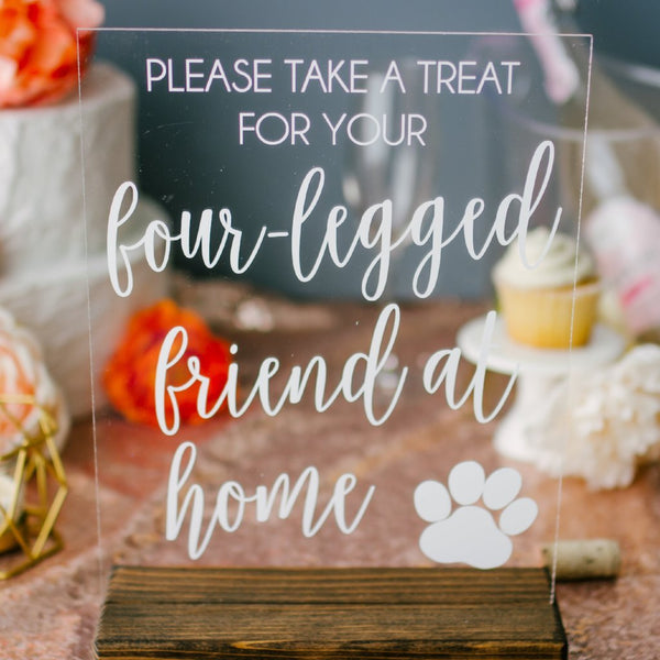 Dog Treat Wedding Favors Acrylic Sign - Rich Design Co