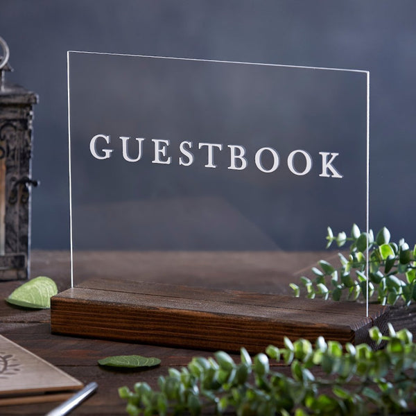 Guestbook Minimalist Modern Acrylic Wedding or Event Sign - Rich Design Co