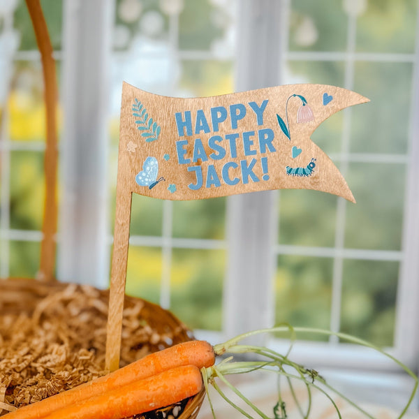 Happy Easter Wooden Easter Basket Flag - Rich Design Co