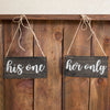 "His One" & "Her Only" Hanging Wedding Chair Signs - Rich Design Co