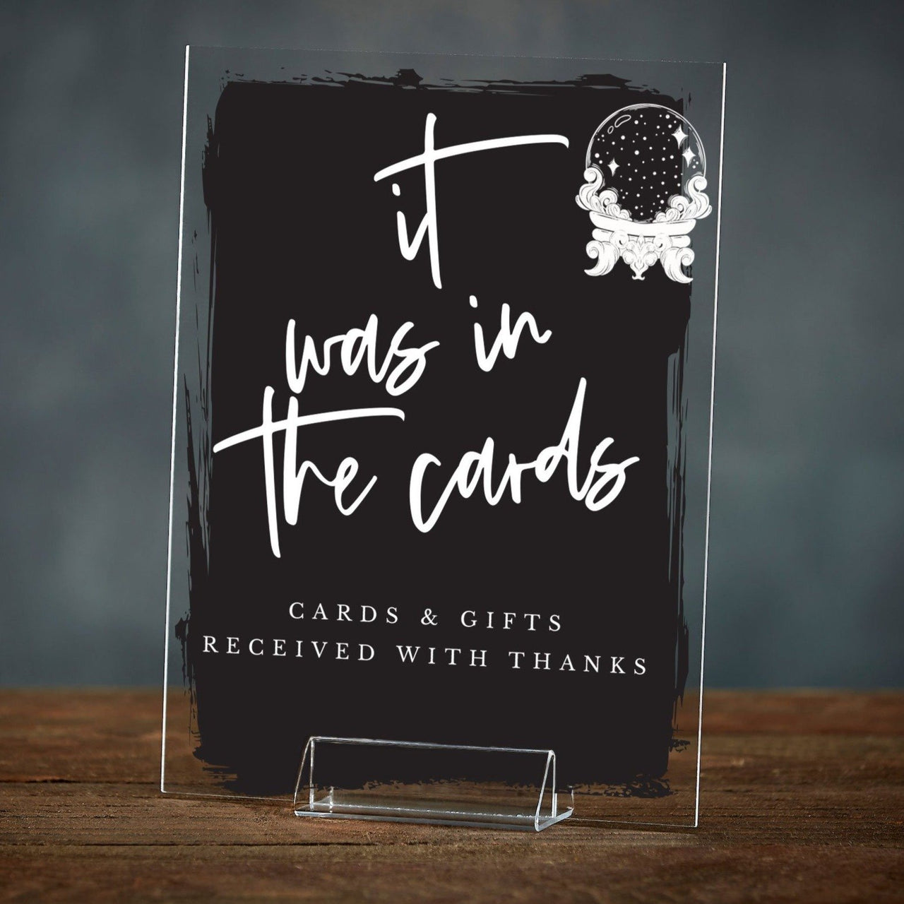 It was in The Cards Halloween Acrylic Wedding Cards Sign - Rich Design Co