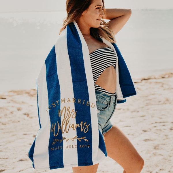 Just Married Personalized Beach Towel - Rich Design Co