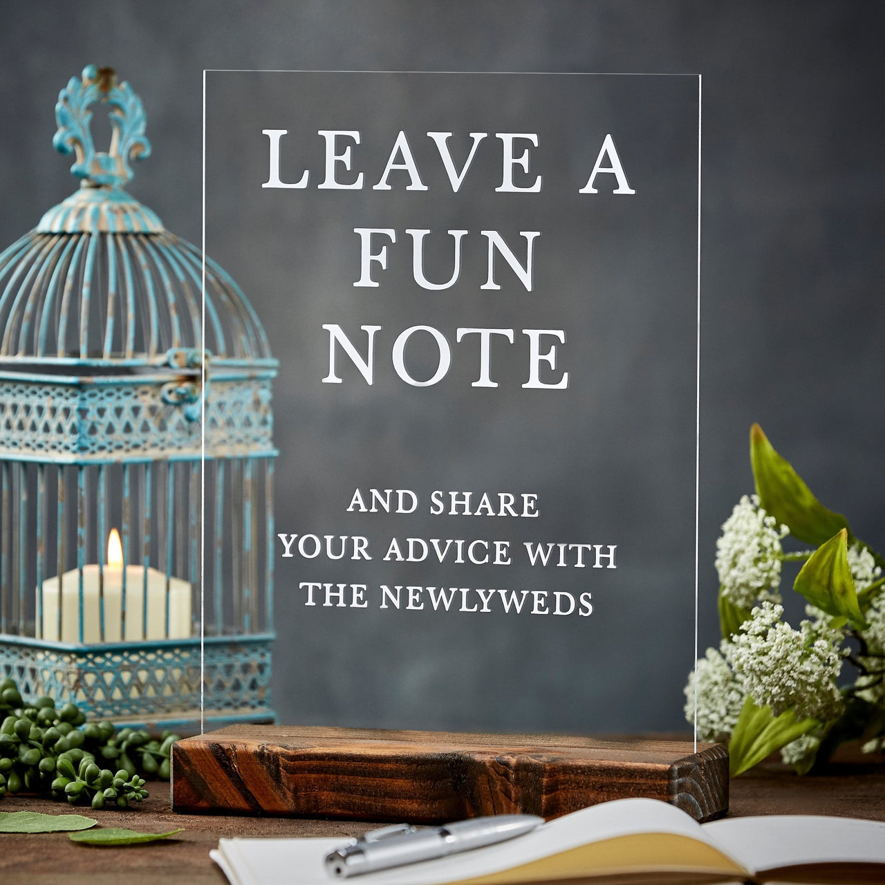 Leave a Fun Note Advice For the Newlyweds Acrylic Wedding Sign - Rich Design Co