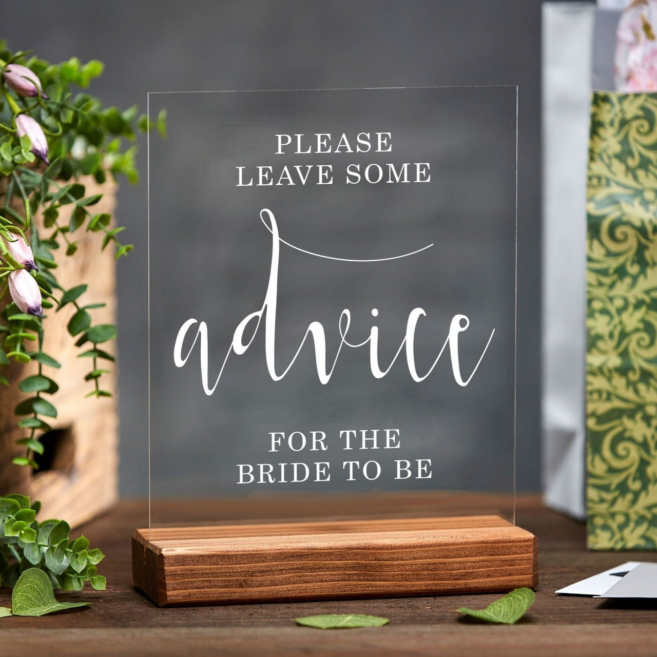 Leave Advice Acrylic Bridal Shower Sign - Rich Design Co