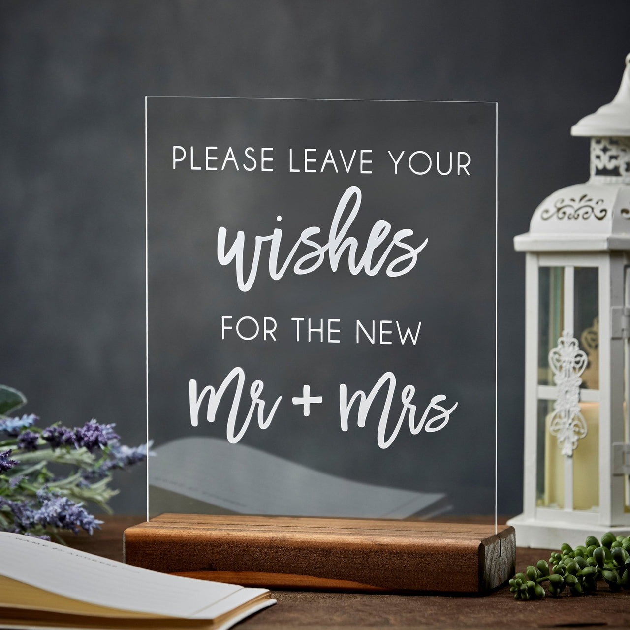 Leave Your Wishes for the Mr & Mrs Acrylic Wedding Sign - Rich Design Co