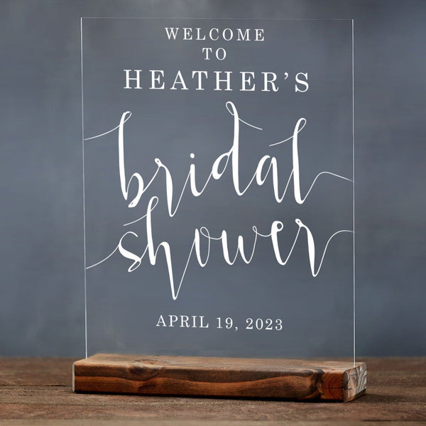 Modern Bridal Shower Clear Acrylic Welcome Sign - Rich Design Co