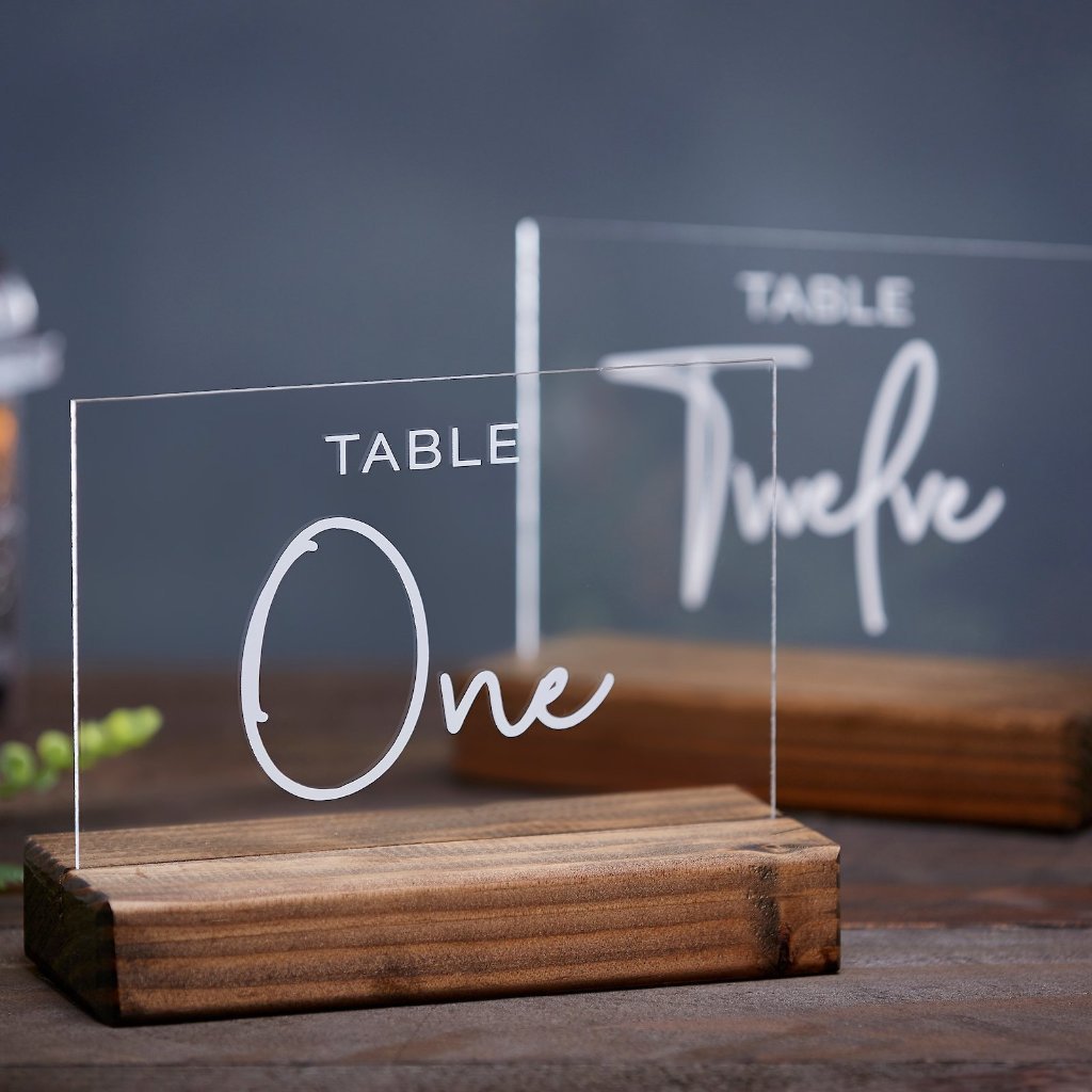 Modern Script Acrylic Table Numbers - Rich Design Co