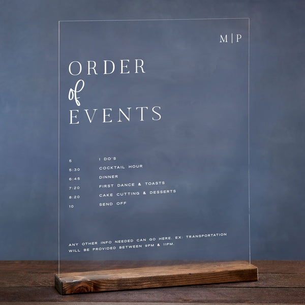 Order of Events Personalized Wedding Sign - Rich Design Co