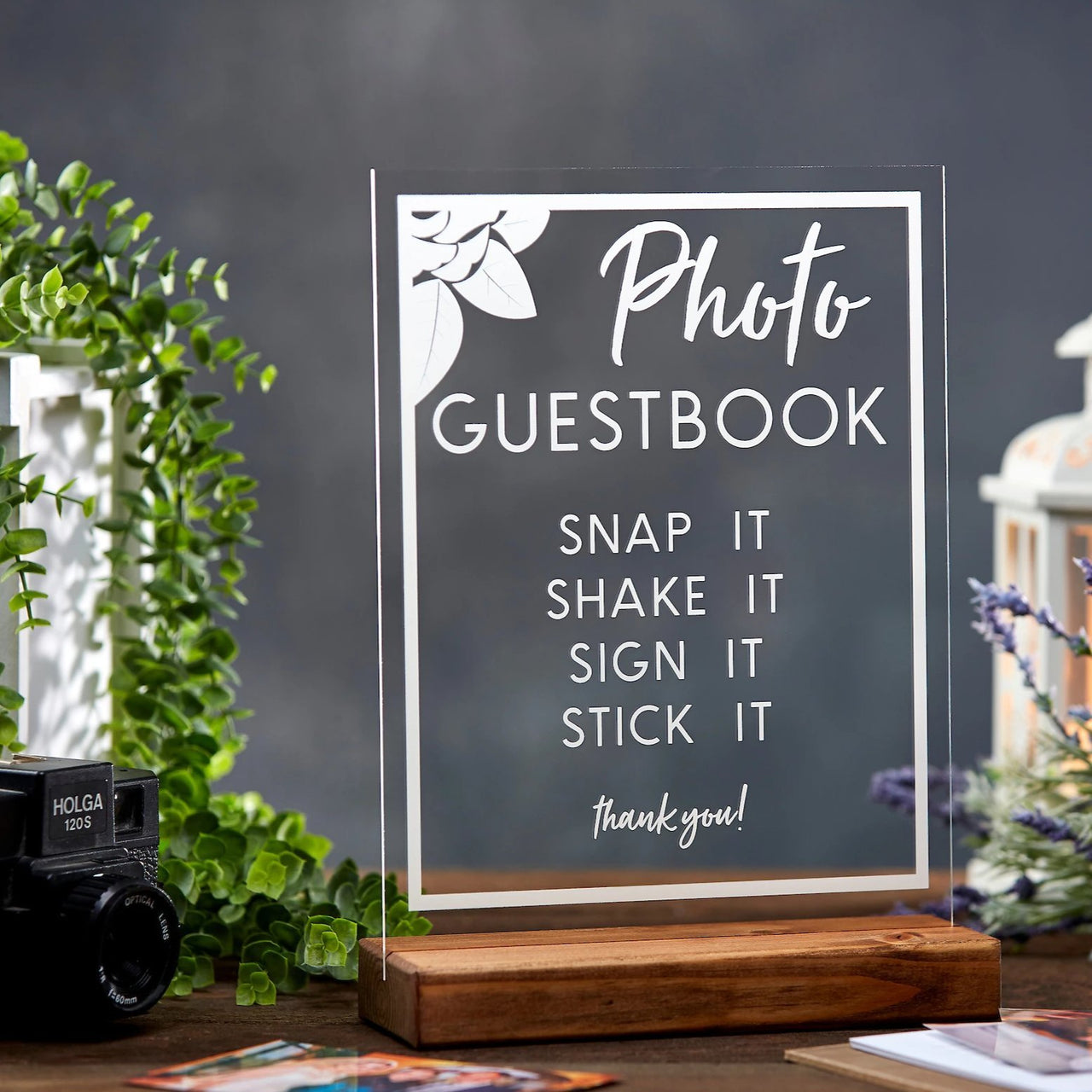 Photo Guestbook Floral Acrylic Sign - Rich Design Co