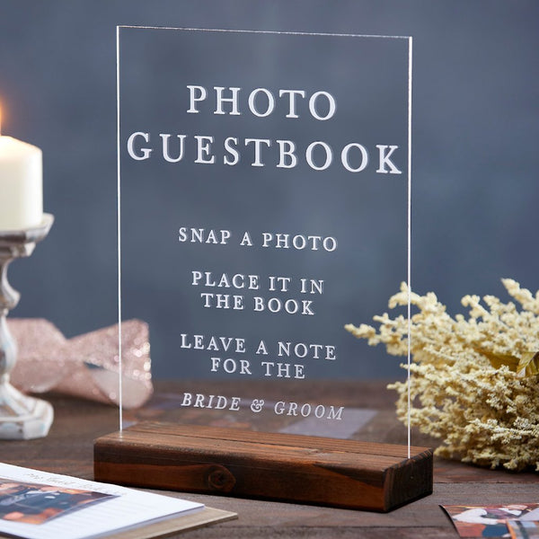 Photo Guestbook Minimalist Modern Acrylic Wedding Sign - Rich Design Co