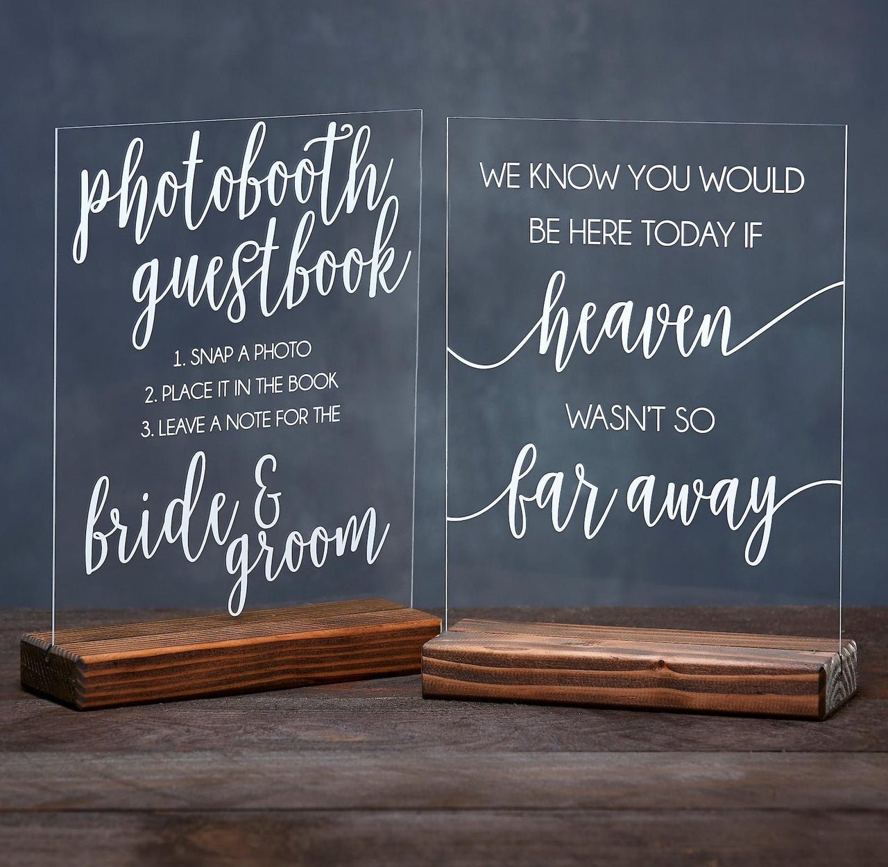 Photobooth Guestbook & Wedding Memorial Acrylic Wedding Signs, Set of 2 - Rich Design Co