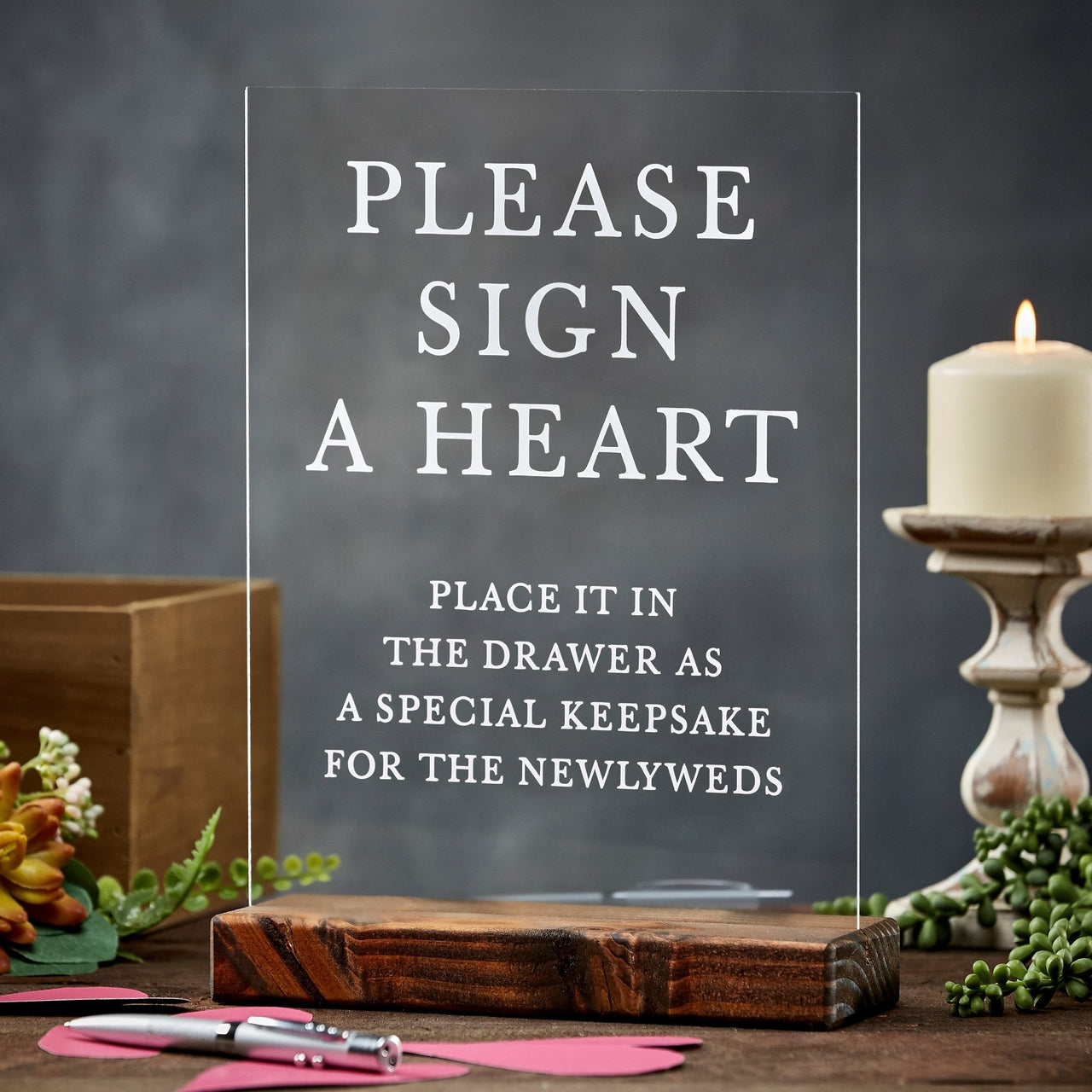 Please Sign A Heart Alternative Guestbook Acrylic Wedding Sign - Rich Design Co