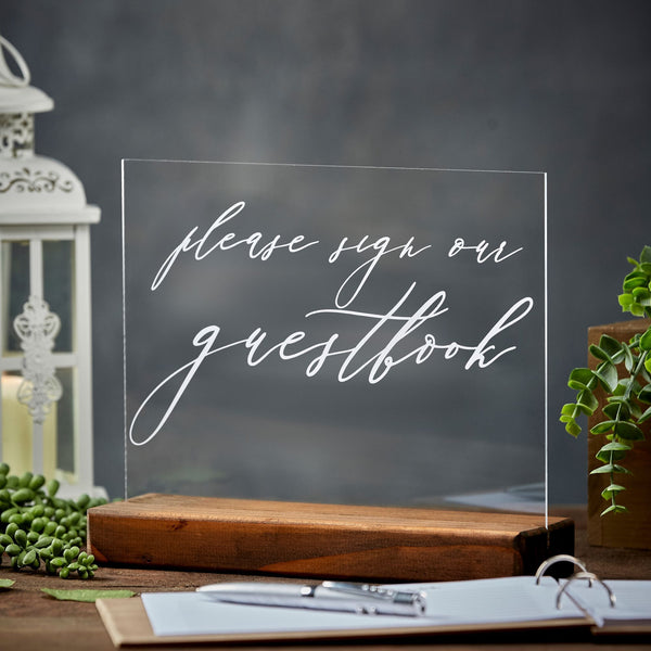 Please Sign Our Guestbook Elegant Acrylic Wedding Sign - Rich Design Co