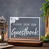 Please Sign Our Guestbook Floral Outline Acrylic Sign - Rich Design Co