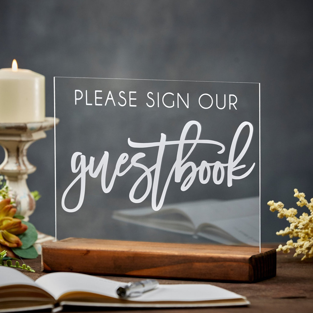 Please Sign Our Guestbook Fun Acrylic Guestbook Table Sign - Rich Design Co