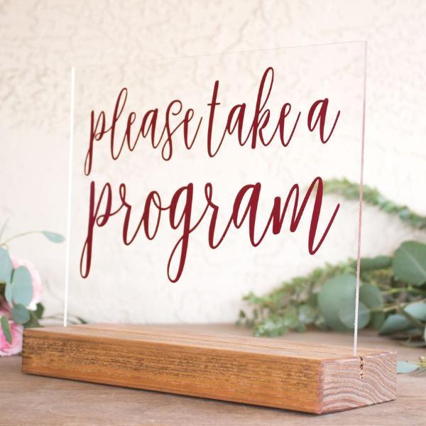 Please Take a Program Wedding Program Sign - Rich Design Co
