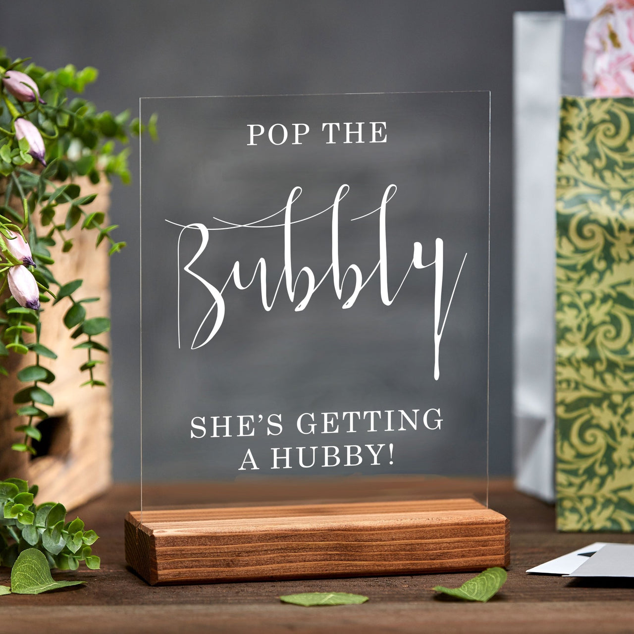 Pop The Bubbly Acrylic Bridal Shower Sign - Rich Design Co