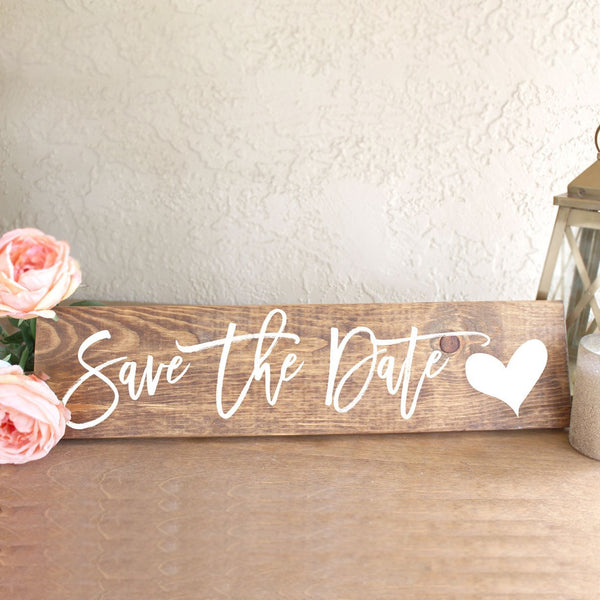 Save the Date Wooden Engagement Photos Sign - Rich Design Co