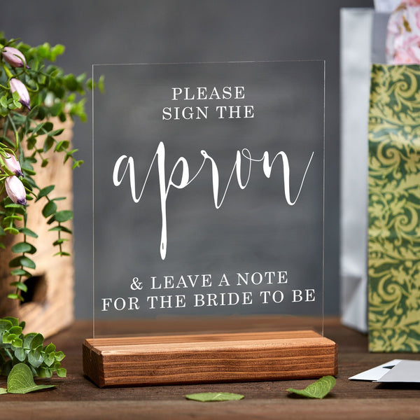 Sign the Apron Guest Book Acrylic Bridal Shower Sign - Rich Design Co
