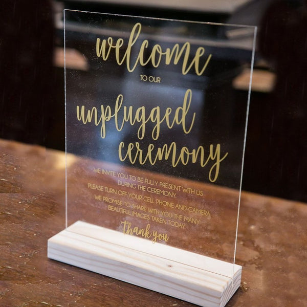 Unplugged Wedding Acrylic Sign - Rich Design Co