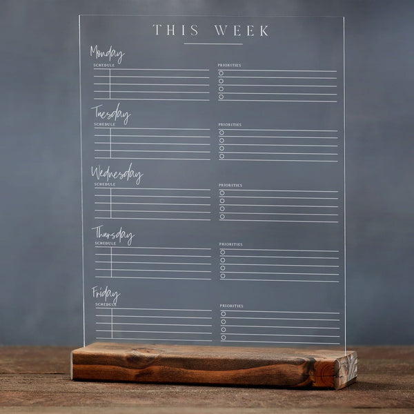 Weekly Schedule & Priorities Acrylic Desktop Planner - Rich Design Co