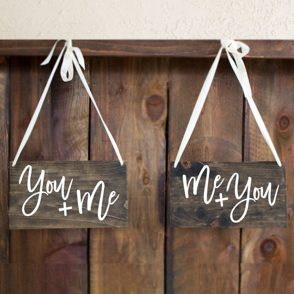 You and Me Wooden Wedding Chair Signs - Rich Design Co