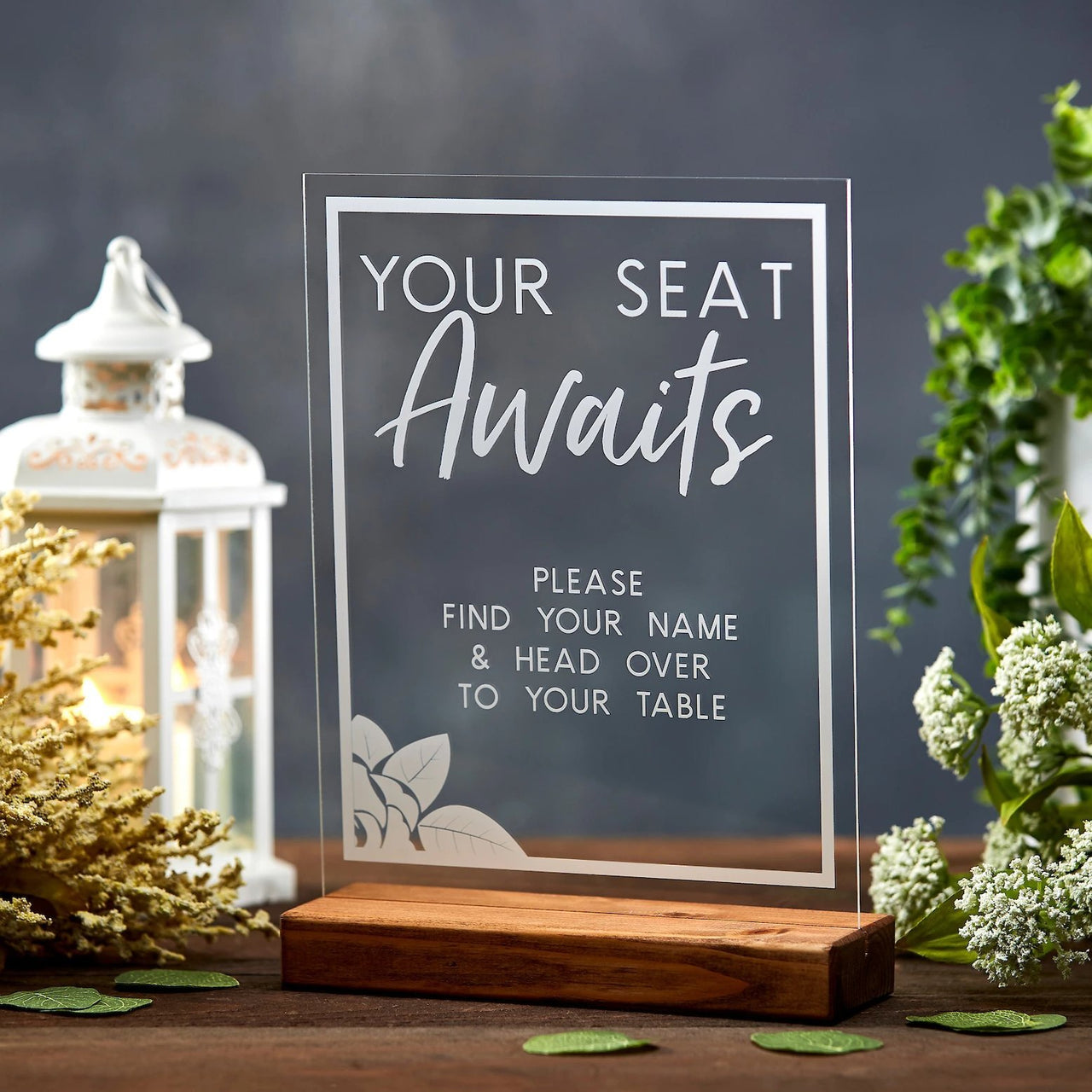 Your Seat Awaits Floral Acrylic Sign - Rich Design Co